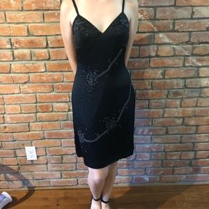 Vintage Sue Wong black silk dress with beading